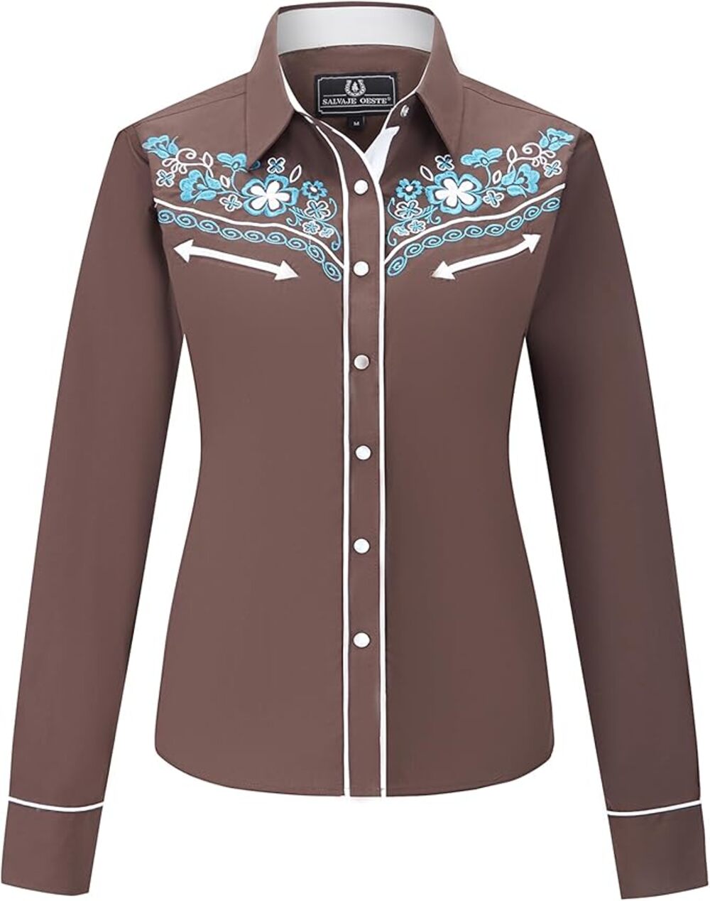 New Size Small Embroidered Western Snap Front Long Sleeve Button Down Shirt